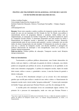 POLÍTICA DO TRANSPORTE ESCOLAR RURAL: ESTUDO