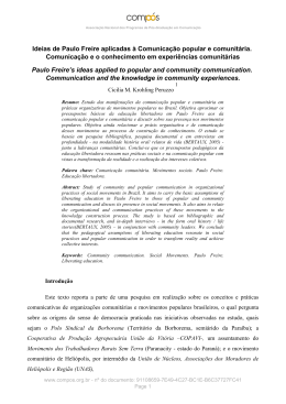 Ideias de Paulo Freire aplicadas &agrave; Comunica&ccedil;&atilde;o popular