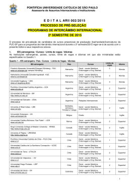 edital arii 002/2015 processo de pr&eacute;-sele&ccedil;&atilde;o programas - PUC-SP