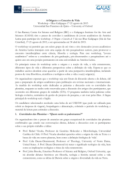 A Origem e o Conceito de Vida Workshop &ndash; Ilhas Gal&aacute;pagos 17