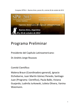 Programa Preliminar - Society for Psychotherapy Research