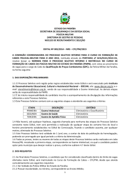 ESTADO DA PARA&Iacute;BA SECRETARIA DE SEGURAN&Ccedil;A E