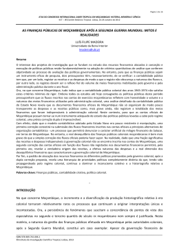 As finan&ccedil;as p&uacute;blicas de Mo&ccedil;ambique ap&oacute;s a Segunda Guerra