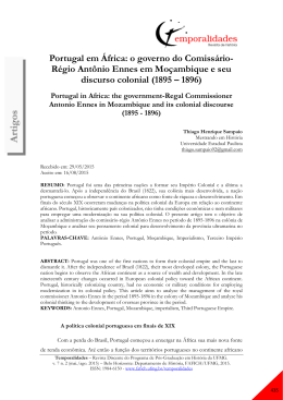 Portugal em &Aacute;frica: o governo do Comiss&aacute;rio- R&eacute;gio Ant&ocirc;nio