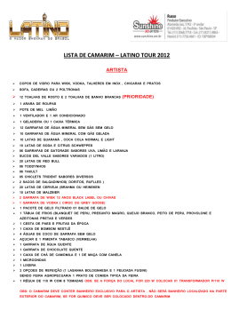 LISTA DE CAMARIM – LATINO TOUR 2012