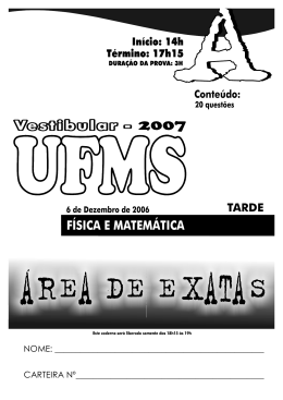 Processo Seletivo UFMS 2007 - Verão