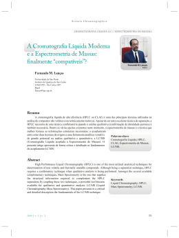 A Cromatografia L&iacute;quida Moderna e a Espectrometria de Massas