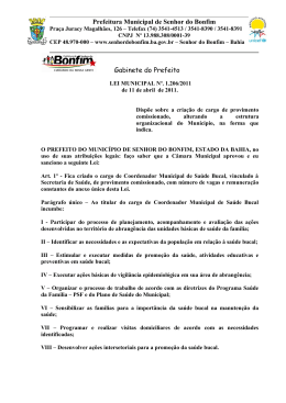 projeto de lei n&ordm; 00 /09 - Prefeitura Municipal de Senhor do Bonfim