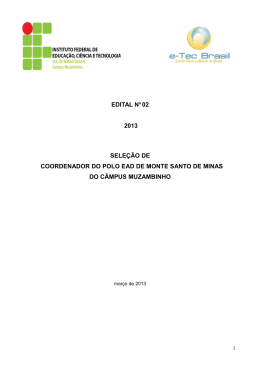 EDITAL No 02 2013 SELE&Ccedil;&Atilde;O DE COORDENADOR DO POLO