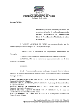 PREFEITURA MUNICIPAL DE PILÕES Gabinete do Prefeito