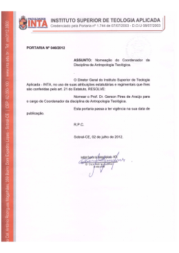 Nomeação do Coordenador da Disciplina de Antropologia