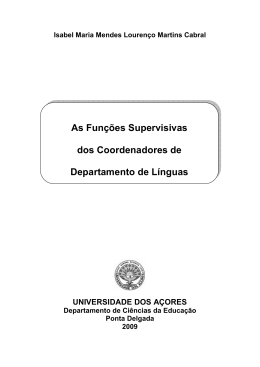 As Funções Supervisivas dos Coordenadores de Departamento de