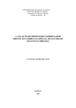 a atua&ccedil;&atilde;o do professor coordenador frente ao curr&iacute;culo oficial do