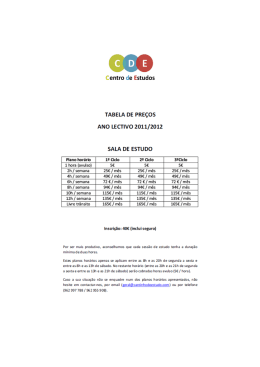 Tabela de pre&ccedil;os - CDE