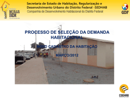 Sele&ccedil;&atilde;o e Habilita&ccedil;&atilde;o da Demanda Habitacional