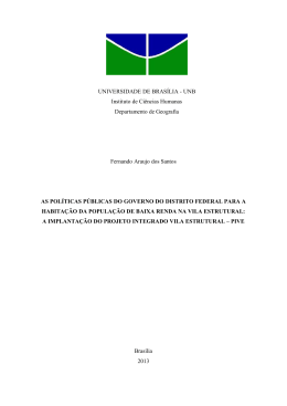 A&ccedil;&atilde;o do GDF sobre o Espa&ccedil;o para a habita&ccedil;&atilde;o da popula&ccedil;&atilde;o de