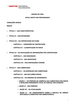 seguro de vida dotal misto com performance condi&ccedil;&otilde;es gerais