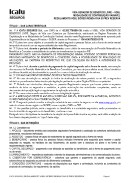 Regulamento Plano VGBL Sicredi Renda Fixa Is Prev Reserva