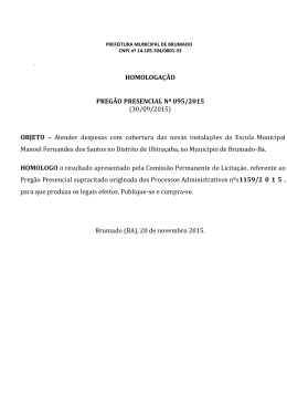 HOMOLOGAÇÃO PREGÃO PRESENCIAL Nº 095/2015