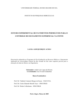 estudo experimental de pavimentos perme&aacute;veis para o controle