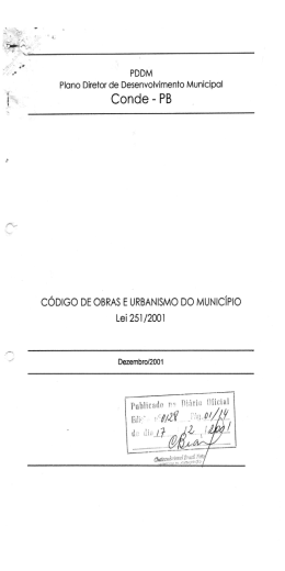 Lei Ordin&aacute;ria N&ordm; 251/2001 - Prefeitura Municipal de Conde