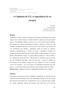 A Cidadania da UE e a import&acirc;ncia de ser europeu