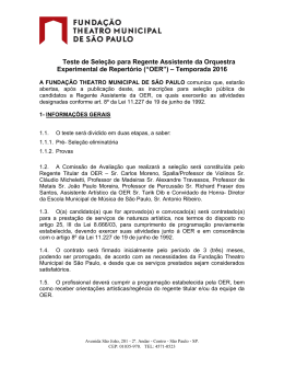 Edital Teste de Sele&ccedil;&atilde;o &ndash; Regente Assistente 2016