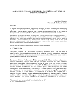 Algumas Dificuldades do Ensino da Matem&aacute;tica na 7&ordf; S&eacute;rie do
