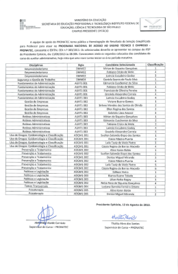 Resultado. - Instituto Federal de S&atilde;o Paulo &ndash; Campus Presidente