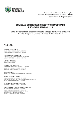 PROJOVEM URBANO - PSS - 2015