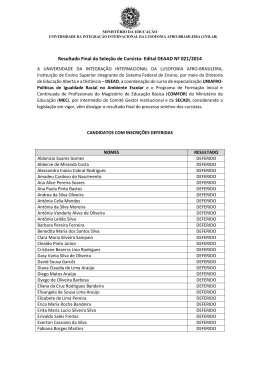 Resultado Final da Sele&ccedil;&atilde;o de Cursista- Edital DEAAD N&ordm;