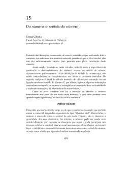 Do n&uacute;mero ao sentido do n&uacute;mero