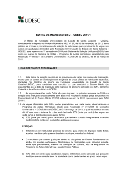 EDITAL DE INGRESSO SiSU &ndash; UDESC 2014/1