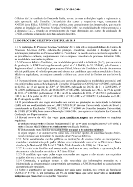 EDITAL N&ordm; 048/2010 - Processo Seletivo Vestibular UNEB 2015
