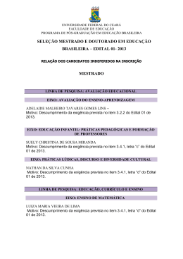 Inscri&ccedil;&otilde;es indeferidas Mestrado e Doutorado