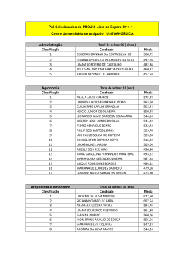 Pr&eacute;-Selecionados do PROUNI Lista de Espera 2014-1