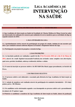 Confira aqui o edital - Ci&ecirc;ncias M&eacute;dicas de Minas Gerais
