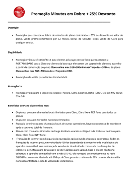 Promoção Minutos em Dobro + 25% Desconto