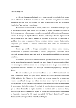 1 INTRODU&Ccedil;&Atilde;O A vida est&aacute; diretamente relacionada com a &aacute;gua