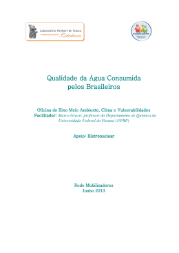 Qualidade da &Aacute;gua Consumi Qualidade da &Aacute;gua Consumida pelos