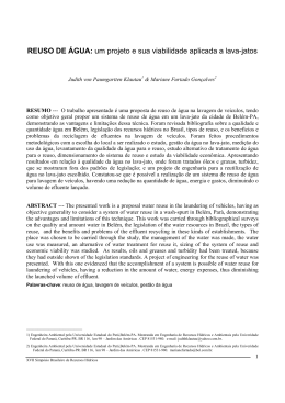 REUSO DE &Aacute;GUA: um projeto e sua viabilidade aplicada a lava