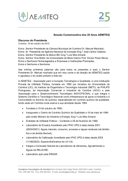 Sess&atilde;o Comemorativa dos 25 Anos AEMITEQ Discurso do Presidente