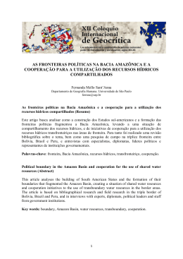 As fronteiras pol&iacute;ticas na Bacia Amaz&ocirc;nica e a coopera&ccedil;&atilde;o