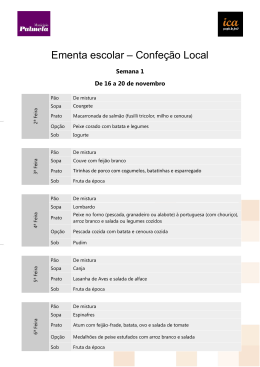 Ementa escolar &ndash; Confe&ccedil;&atilde;o Local