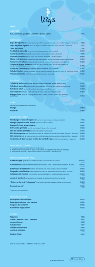 menu - Izzy`s Beach Restaurant