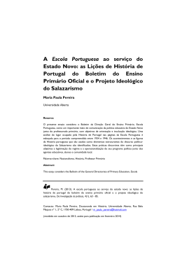A Escola Portuguesa ao servi&ccedil;o do Estado Novo