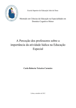 A Perce&ccedil;&atilde;o dos professores sobre a import&acirc;ncia da atividade l&uacute;dica