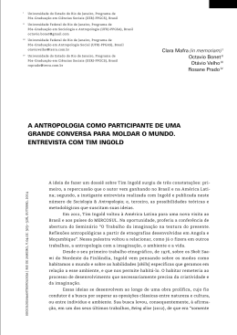 A AntropologiA como pArticipAnte de umA grAnde conversA pArA
