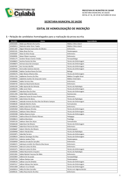 Edital de homologação de inscrição