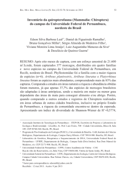 Invent&aacute;rio da quiropterofauna (Mammalia: Chiroptera)